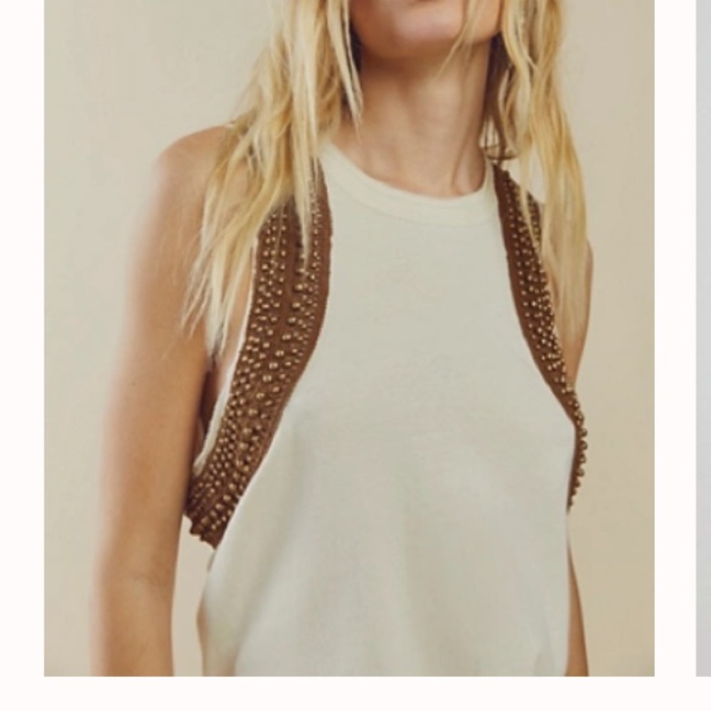 Embellished sleeve tank top from free people